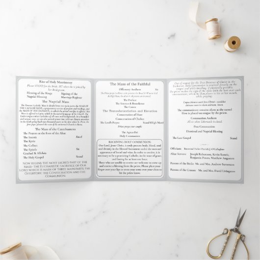 Timeless Catholic Monogrammed Trifold Program 三つ折りプログラム (内部)