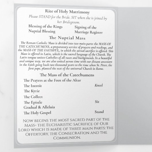 Timeless Catholic Monogrammed Trifold Program 三つ折りプログラム (内部最初)