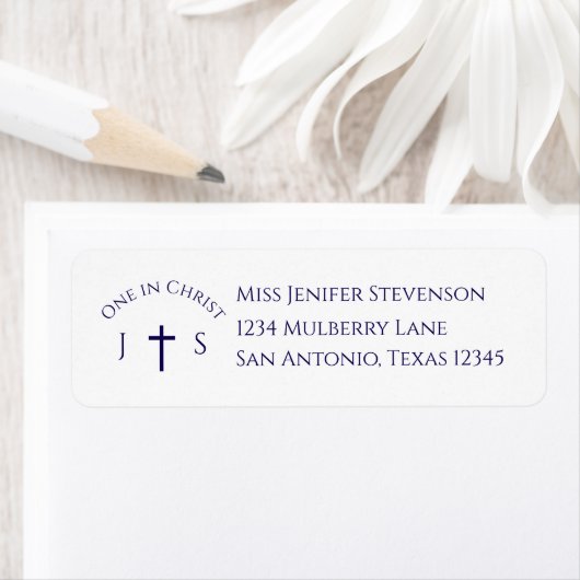 Timeless Catholic Monogrammed Wedding ラベル (インサイチュ)
