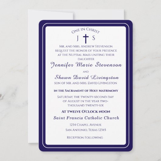 Timeless Catholic Monogrammed Wedding Invitation 招待状 (正面)