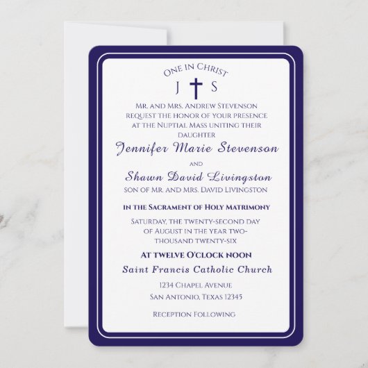 Timeless Catholic Monogrammed Wedding Invitation 招待状 (正面)