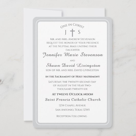 Timeless Catholic Monogrammed Wedding Invitation 招待状 (正面)