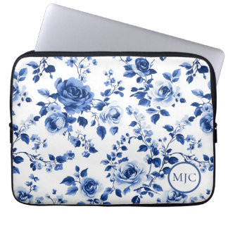 Timeless Charm: Blue Toile Rose iPad Smart Cover ラップトップスリーブ