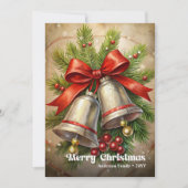 Timeless Christmas bells rustic pine wreath beauty シーズンカード (正面)