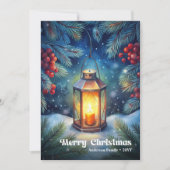 Timeless Christmas lantern rustic pine wreath シーズンカード (正面)