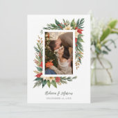 Timeless Christmas Poinsettia Photo Wedding 招待状 (スタンド正面)