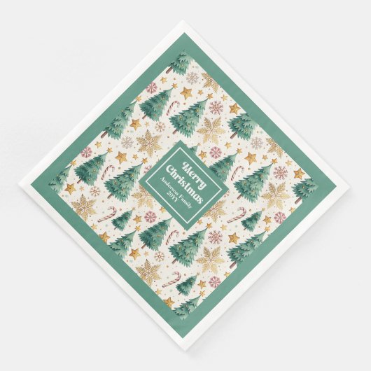 Timeless Christmas Trees Earthy Holiday Napkins (コーナー)