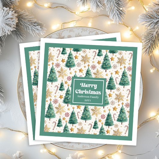 Timeless Christmas Trees Earthy Holiday Napkins