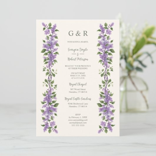 Timeless Classic Lilac Flowers Branches Wedding 招待状 (スタンド正面)