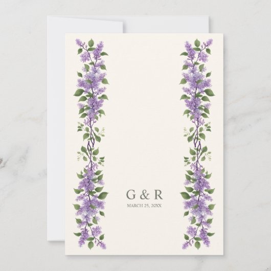 Timeless Classic Lilac Flowers Branches Wedding 招待状 (裏面)