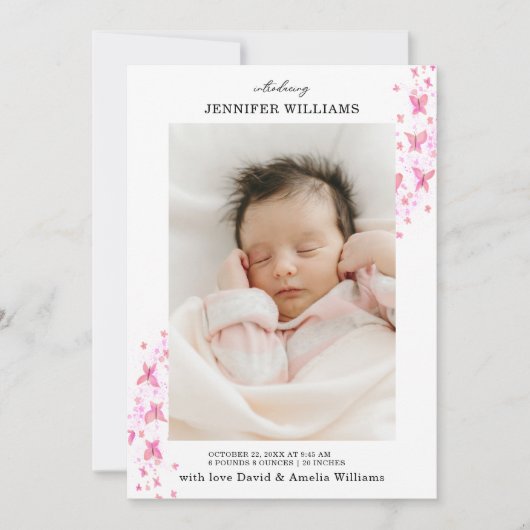 Timeless Classic Pink Butterfly Flat Baby 案内状 (正面)