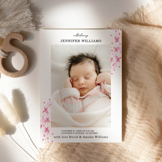 Timeless Classic Pink Butterfly Flat Baby 案内状