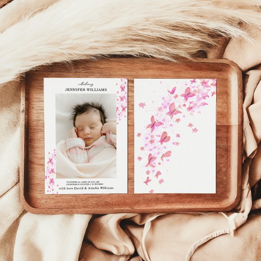 Timeless Classic Pink Butterfly Flat Baby 案内状