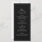 Timeless Dark Black Modern Minimalist Wedding Menu (正面)
