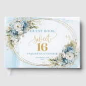 Timeless Dusty Blue Greenery Sweet Sixteen Party ゲストブック (正面)