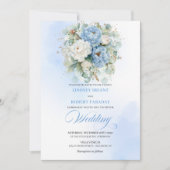 Timeless Dusty Blue White Floral Download Invites 招待状 (正面)