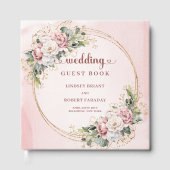 Timeless Dusty Pink Floral Eucalyptus Guest Book ゲストブック (正面)