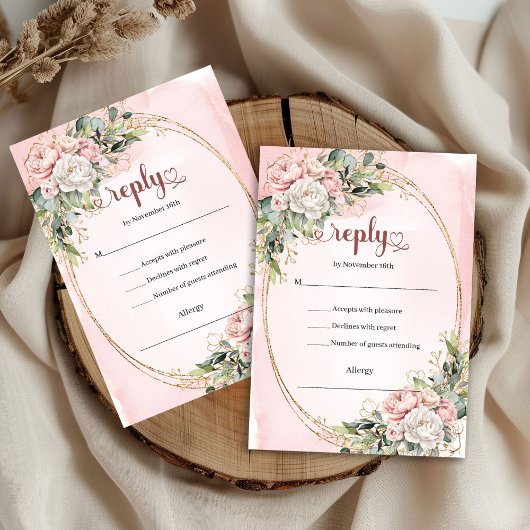 Timeless Dusty Pink Greenery Wedding RSVP