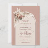Timeless Dusty Pink Pampas Flowers Wedding Invites 招待状 (正面)