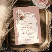 Timeless Dusty Pink Pampas Flowers Wedding Invites 招待状
