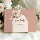 Timeless Dusty Pink Pampas Roses Boho Arch Wedding ゲストブック