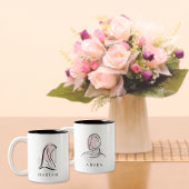 Timeless Elegance Customizable Hijab Line Art ツートーンマグカップ