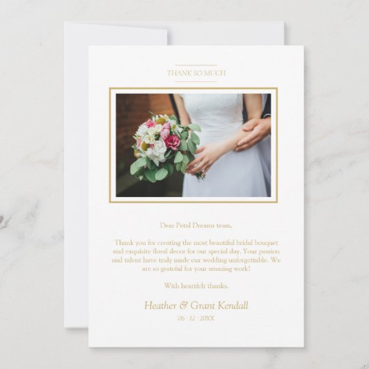 Timeless Elegance Faux Gold Details Wedding Thanks 招待状 (正面)