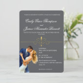 Timeless Elegance Wedding Golden Romance Couple 招待状 (スタンド正面)