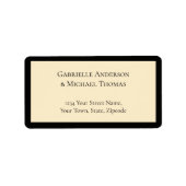 Timeless Elegant Black Cream Monogram Wedding ラベル (正面)