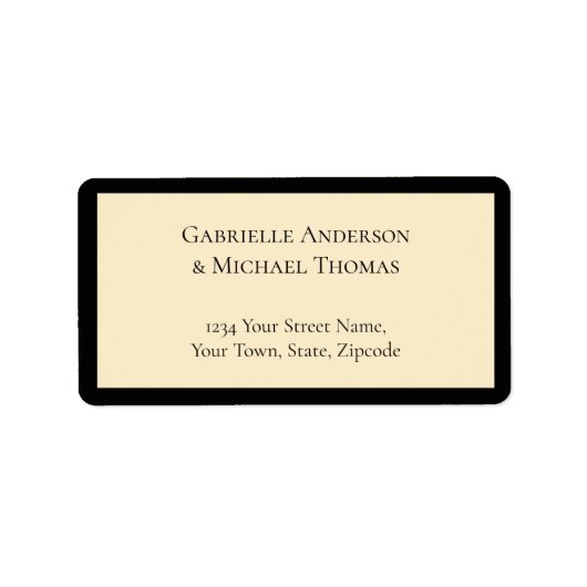 Timeless Elegant Black Cream Monogram Wedding ラベル (正面)