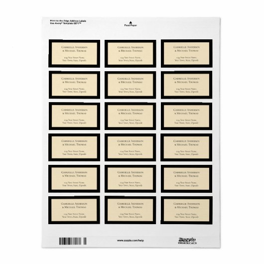 Timeless Elegant Black Cream Monogram Wedding ラベル (フルシート)