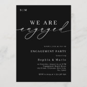 Timeless Elegant Monogram Black Engagement Party 招待状 (正面)