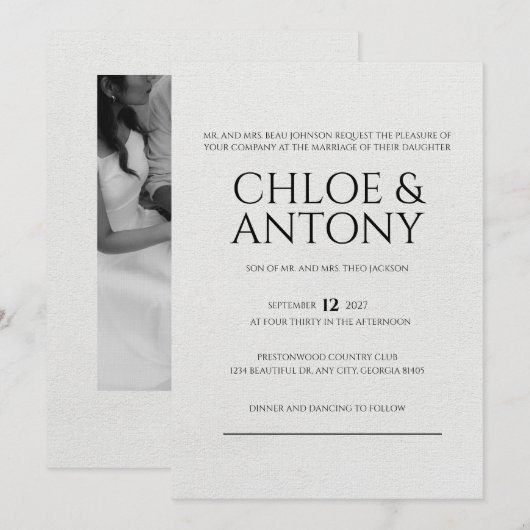 Timeless, Elegant Wedding Invitation 招待状 (正面/裏面)