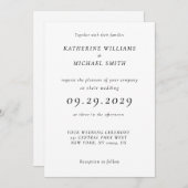 Timeless Elegant White Wedding Invitations 招待状 (正面/裏面)