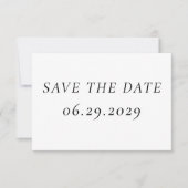 Timeless Elegant White Wedding Save The Date Card セーブザデート (正面)