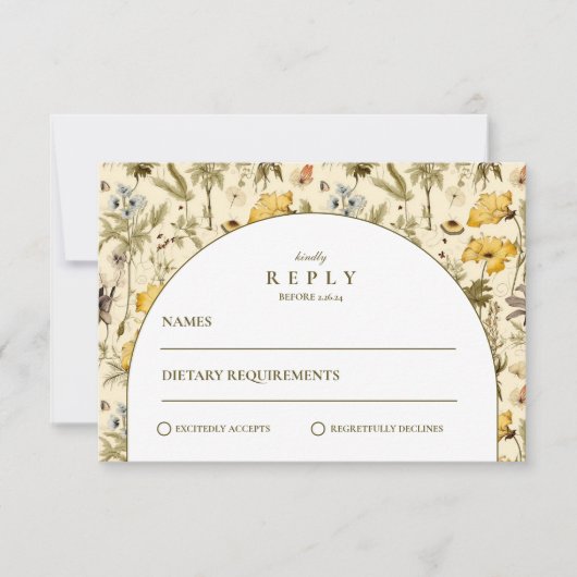 Timeless Floral Arch Wedding 出欠カード (正面)