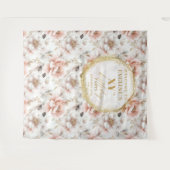 Timeless Floral Dusty Pink Birthday Party Backdrop タペストリー (正面(横))