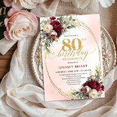 Timeless Floral Gold 80th Birthday Celebration  招待状