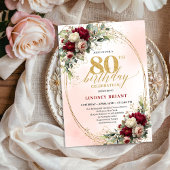 Timeless Floral Gold 80th Birthday Celebration  招待状