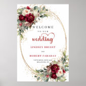 Timeless Floral Wedding Welcome Sign Custom ポスター (正面)