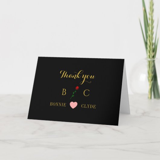 Timeless Formal Black Thank You Card Idea サンキューカード (正面)