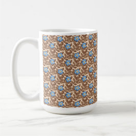 Timeless French Blue and Beige Floral Design コーヒーマグカップ