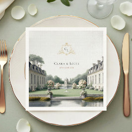 Timeless Garden | フランスのシャトーのモノグラム ウェディング スタンダードカクテルナプキン