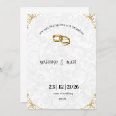Timeless Gold Corner Accents Wedding Invite 招待状 (正面/裏面)