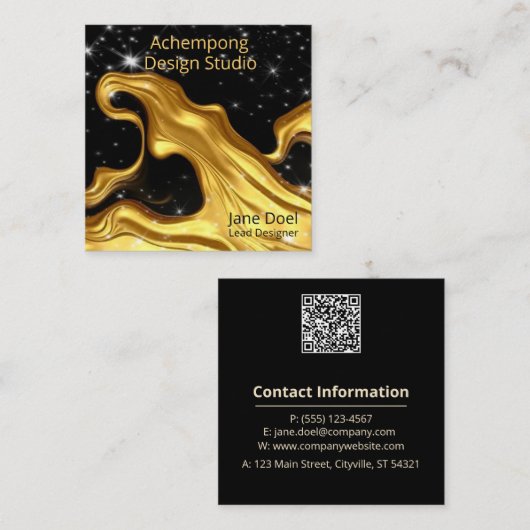 Timeless Gold Elegance – Designer Brand Opulent Go スクエア名刺 (正面/裏面)