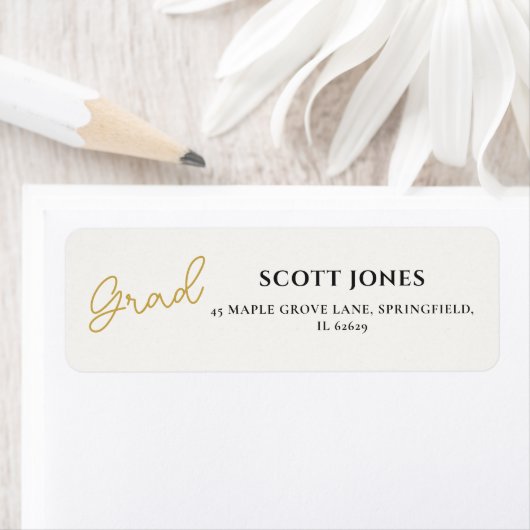 Timeless Gold Script Grad Return Label ラベル (インサイチュ)