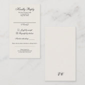 Timeless Ivory Calligraphy Wedding RSVP Card 名刺 (正面/裏面)