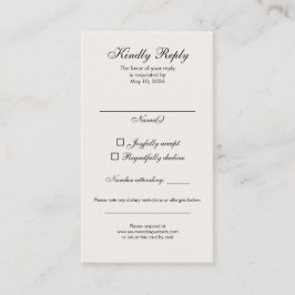 Timeless Ivory Calligraphy Wedding RSVP Card 名刺
