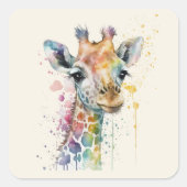Timeless Ivory Watercolor Giraffe Pattern スクエアシール (正面)