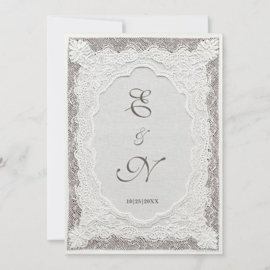 Timeless Lace Faux Embroidered Formal Wedding 招待状 (裏面)